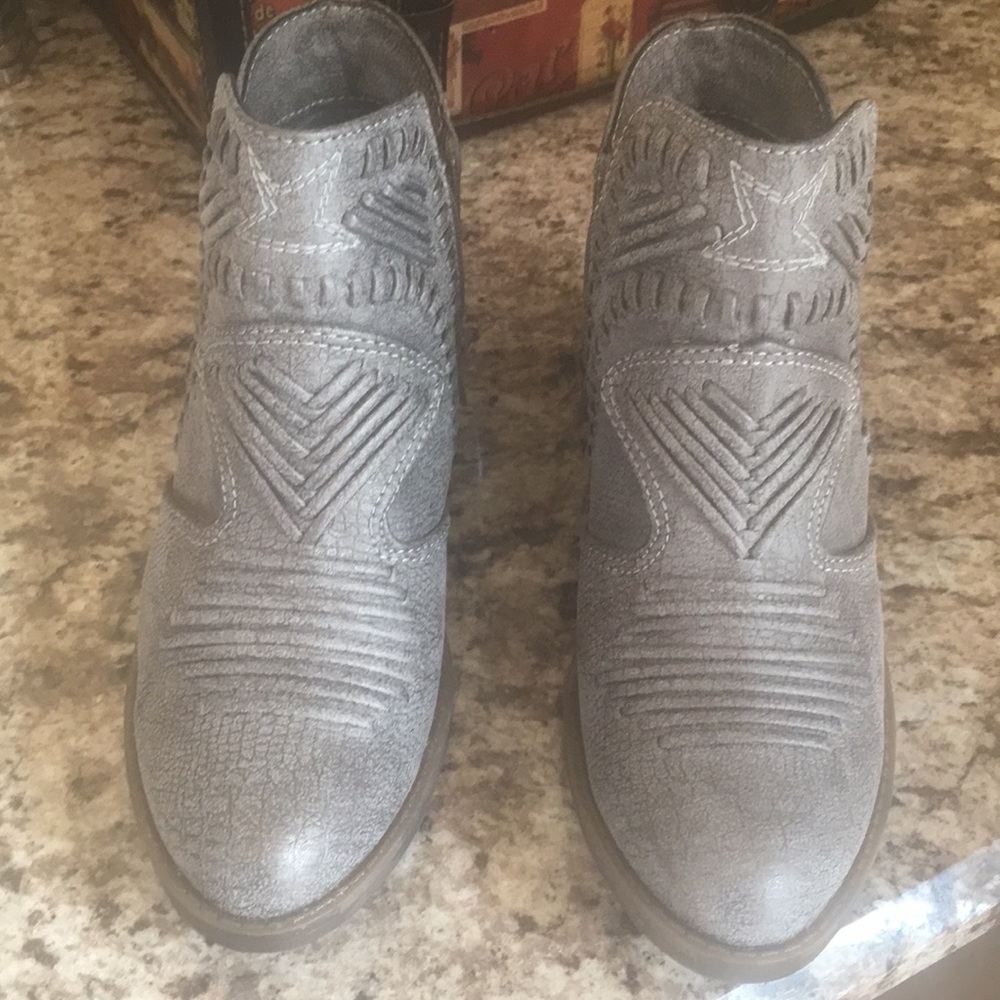 Grey Leather Boutique Booties